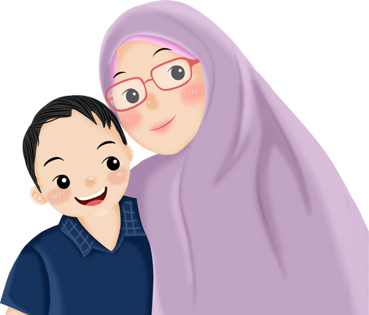 Cartoon Mother and Son