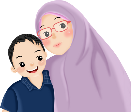 Cartoon Mother and Son